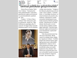 BASINDA BAROMUZ (Av. Gazi Özdemir: "Tarımsal Politikalar Geliştirilmelidir"