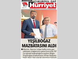 BASINDA BAROMUZ (Baro Başkanımız Av. Bilgin Yeşilboğaz Mazbatasını Aldı)