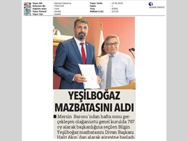 BASINDA BAROMUZ (Baro Başkanımız Av. Bilgin Yeşilboğaz Mazbatasını Aldı)