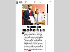 BASINDA BAROMUZ (Baro Başkanımız Av. Bilgin Yeşilboğaz Mazbatasını Aldı)