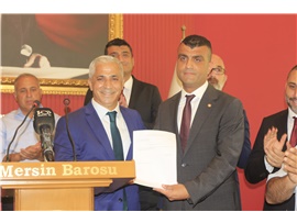 MERSİN BAROSU BAŞKANIMIZ GAZİ ÖZDEMİR MAZBATASINI ALDI