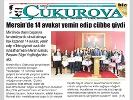 BASINDA BAROMUZ (14 AVUKAT YEMİN EDİP CÜBBE GİYDİ)