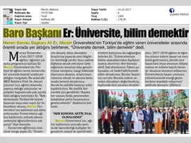 BASINDA BAROMUZ (Başkanımız Mersin Üniversitesi'nin 2017-2018 Eğitim-Öğretim Yılı Açılış Programına Katıldı)
