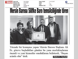 BASINDA BAROMUZ (Yemin Töreni'nde Konuşan Baro Başkanımız, "Başarı Azimle Olur" Dedi.