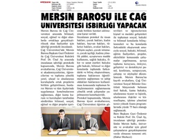 Mersin Barosu ile Çağ Üniversitesi işbirliği protokolü imzaldı