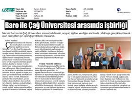 Mersin Barosu ile Çağ Üniversitesi işbirliği protokolü imzaldı