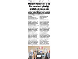 Mersin Barosu ile Çağ Üniversitesi işbirliği protokolü imzaldı