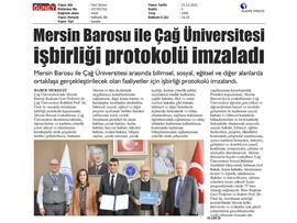 Mersin Barosu ile Çağ Üniversitesi işbirliği protokolü imzaldı