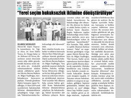 BASINDA BAROMUZ (Yeşilboğaz: "Yerel Seçim Hukuksuzluk İklimine Dönüştü")
