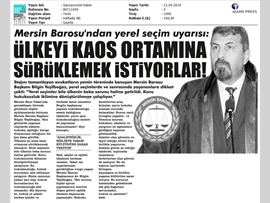 BASINDA BAROMUZ (Yeşilboğaz: "Yerel Seçim Hukuksuzluk İklimine Dönüştü")