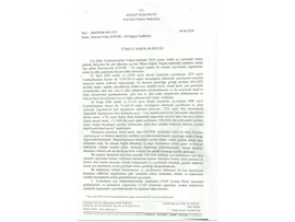 ADALET BAKANLIĞI İCRA İŞLERİ DAİRE BAŞKANLIĞININ KORONA VİRÜS SALGINI TEDBİRLERİ KONULU YAZISI