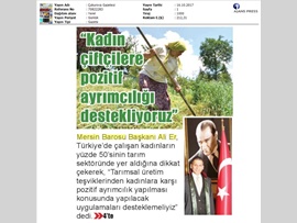 BASINDA BAROMUZ (Başkanımızın 'Dünya Kadın Çiftçiler Günü' Mesajı)
