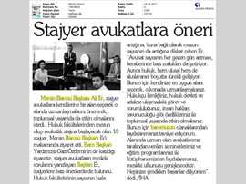 BASINDA BAROMUZ (Stajyer Avukatlar Başkanımızı Ziyaret Etti- "Toplumsal Yaşamda Etkin Olun") 15.10.2017