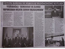 BASINDA BAROMUZ (Mersin Barosu 95 Yaşında)