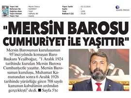 BASINDA BAROMUZ (Mersin Barosu 95 Yaşında)