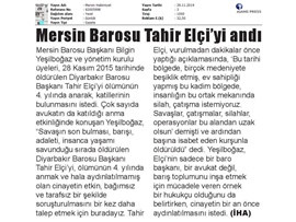 BASINDA BAROMUZ (Mersin Barosu Tahir Elçi'yi Andı)