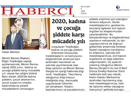 BASINDA BAROMUZ (Mersin Barosu 2020 Yılını, Kadına ve Çocuğa Şiddete Karşı Mücadele Yılı İlan Etti)