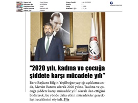 BASINDA BAROMUZ (Mersin Barosu 2020 Yılını, Kadına ve Çocuğa Şiddete Karşı Mücadele Yılı İlan Etti)