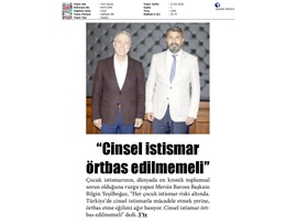 BASINDA BAROMUZ (Yeşilboğaz: "En Kronik Toplumsal Sorun Çocuk İstismarıdır")