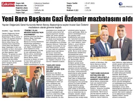 Baro Başkanımız Gazi Özdemir mazbatasını aldı