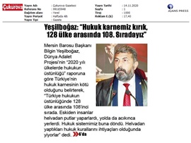 BASINDA BAROMUZ (Yeşilboğaz: "Hukuk karnemiz kırık")