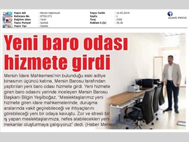 BASINDA BAROMUZ (Mersin İdare Mahkemesi'nde Yeni Baro Odası Hizmete Girdi)