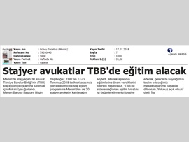 BASINDA BAROMUZ (Stajyer Avukatlar TBB'de Eğitim Alacak)