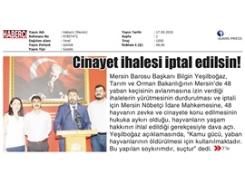 BASINDA BAROMUZ (Mersin Barosu cinayet ihalesi için dava açtı)