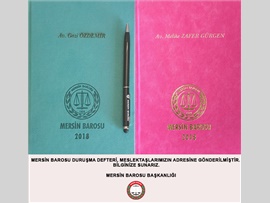 MERSİN BAROSU DURUŞMA DEFTERİ, MESLEKTAŞLARIMIZIN ADRESİNE GÖNDERİLMİŞTİR. BİLGİNİZE SUNARIZ.
