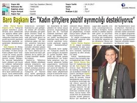 BASINDA BAROMUZ (Başkanımızın 'Dünya Kadın Çiftçiler Günü' Mesajı)