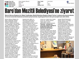 BASINDA BAROMUZ (Yeşilboğaz'dan Mezitli Bld. Bşk. Neşet Tarhan'a Ziyaret)