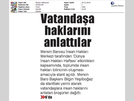 BASINDA BAROMUZ (Mersin Barosu İnsan Hakları Standı Açtı)