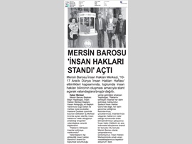 BASINDA BAROMUZ (Mersin Barosu İnsan Hakları Standı Açtı)
