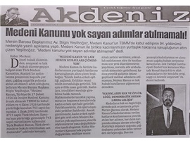 BASINDA BAROMUZ (Başkanımızın,Medeni Kanun'un Kabul Edilişinin Yıldönümü Mesajı)