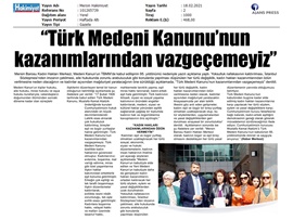 "Medeni Kanun'un kazanımlarından vazgeçemeyiz"