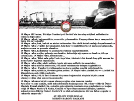 “19 MAYIS 1919 RUHU HUKUK VE ADALET TUTKUSUDUR”