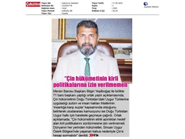 Baro Başkanları Uygur Türklerine yapılan zulmü kınadı