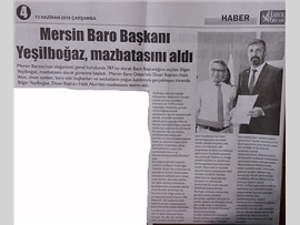 BASINDA BAROMUZ (Baro Başkanımız Av. Bilgin Yeşilboğaz Mazbatasını Aldı)