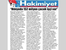 BASINDA BAROMUZ (Baro Bşk. Yeşilboğaz: "Dünyada 152 Milyon Çocuk İşçi Var")