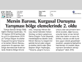 BASINDA BAROMUZ (Mersin Barosu Kurgusal Duruşma Yarışması Bölge Elemelerinde İkinci Oldu)