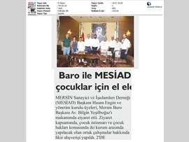 BASINDA BAROMUZ (Mersin Barosu ile MESİAD Çocuklar İçin El Ele Verecek)