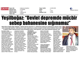 BASINDA BAROMUZ (Yeşilboğaz: "Devlet Depremde Mücbir Sebep Bahanesine Sığınamaz")