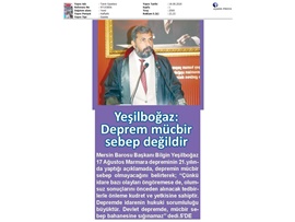 BASINDA BAROMUZ (Yeşilboğaz: "Devlet Depremde Mücbir Sebep Bahanesine Sığınamaz")