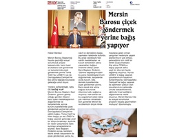 Mersin Barosu çiçek göndermek yerine bağış yapıyor