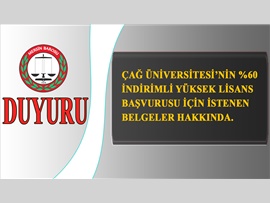 ÇAĞ ÜNİVERSİTESİ YÜKSEK LİSANS BAŞVURUSU HAKKINDA