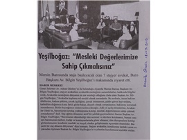 BASINDA BAROMUZ (Yeşilboğaz: "Hukuk Ülkede Hakimiyet Kurmak İçin Kullanılmamalı")