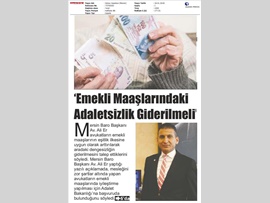 BASINDA BAROMUZ (Baro Bşk. Er: "Avukatların Emekli Maaşı Arttırılmalı")