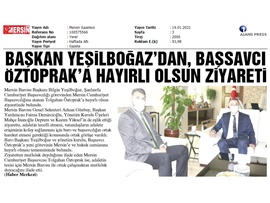 Başkanımız Yeşilboğaz'dan Başsavcı Öztoprak'a hayırlı olsun ziyareti