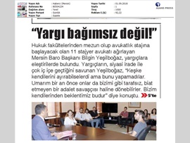 BASINDA BAROMUZ (Baro Bşk. Bilgin Yeşilboğaz: "Yargımız Bağımsız Olsaydı, Amerika Papazını İsteyemezdi")