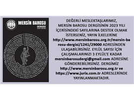 MERSİN BAROSU EYLÜL 2023 SAYISI İÇİN DESTEĞİNİZİ BEKLİYORUZ